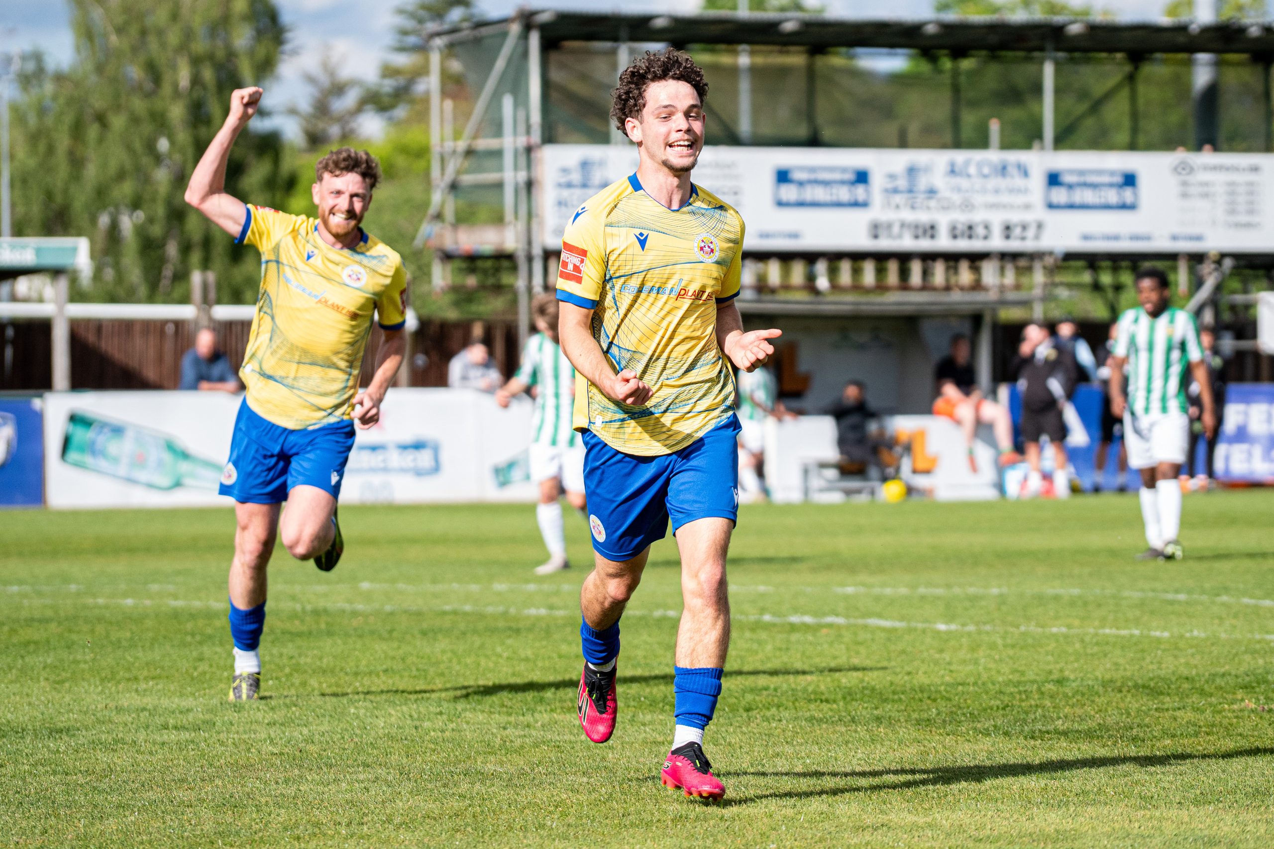 Austin Pugh celebrates his first goal for Eastbourne Town Football Club away at VCD Athletic